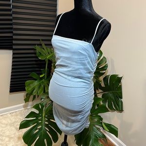 NEW Baby blue sparkle spagetti strap dress with ruched back